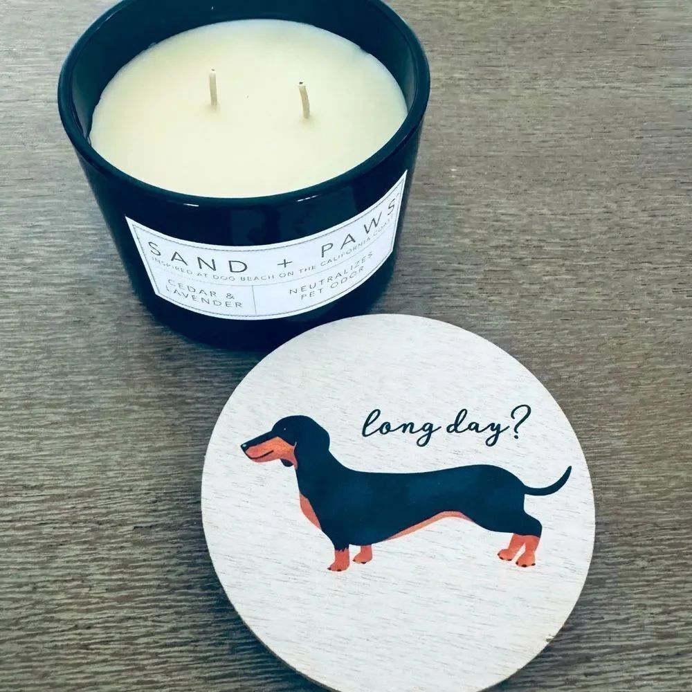 Sand + Paws Cedar Lavender Dachshund Dog Long Day Jar Candle